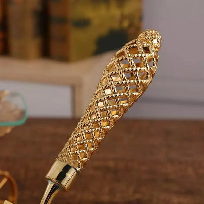Conjunto Espátula para Bolo e Faca Dourada - Casa Stony