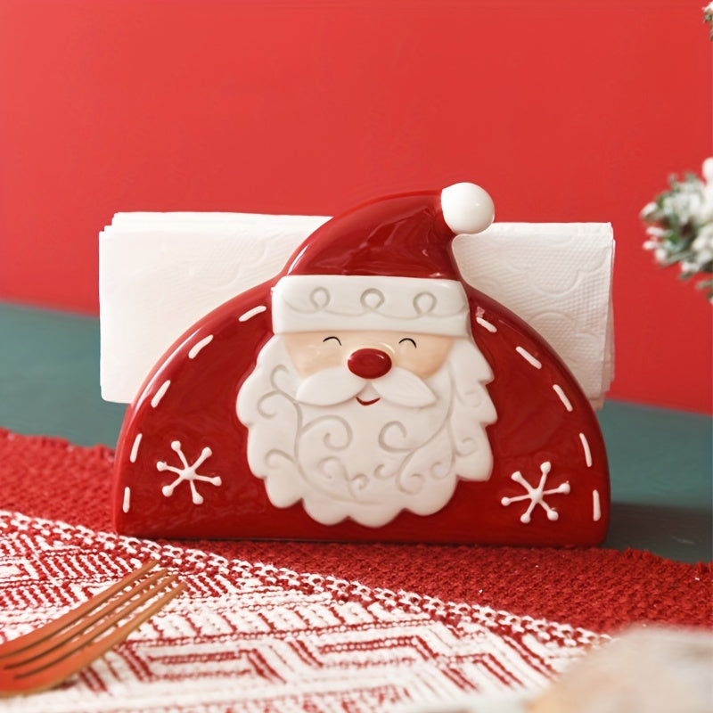 Porta-guardanapo de cerâmica Papai Noel