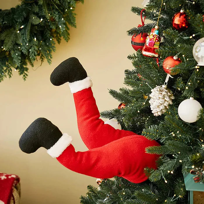Decoração de Árvore de Natal Pernas de Papai Noel