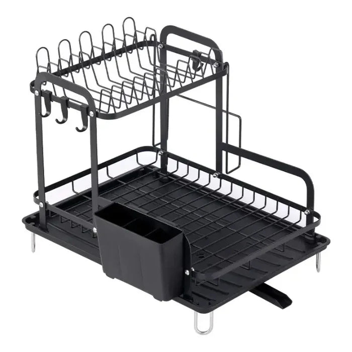 Escorredor de Louça Inox 2 Andares e Suporte de Talheres - Casa Stony