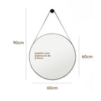 Espelho Redondo Decorativo com Alça em Couro 60cm - Casa Stony