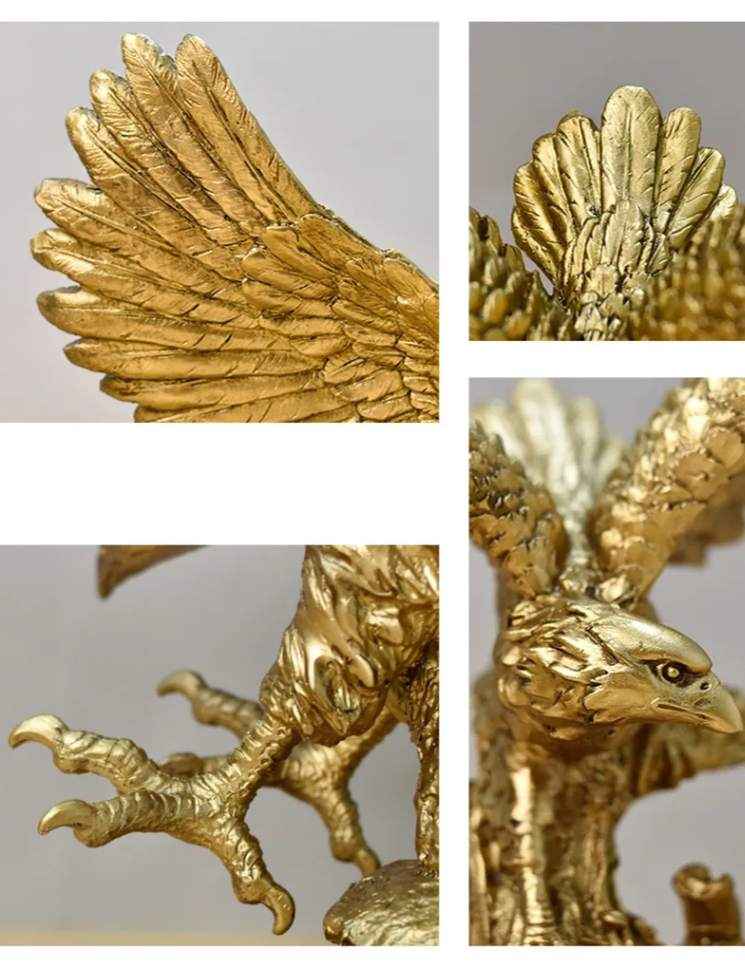 Estatueta Decorativa Águia Dourada