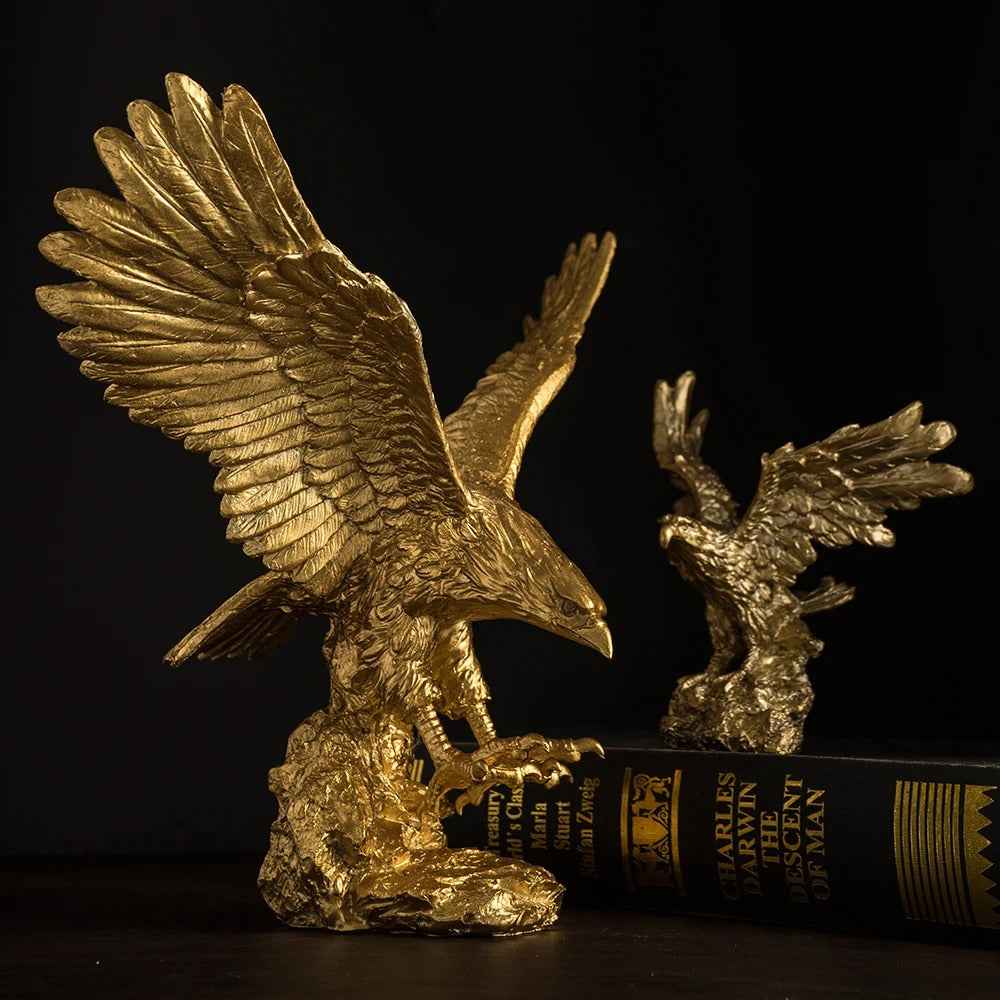 Estatueta Decorativa Águia Dourada