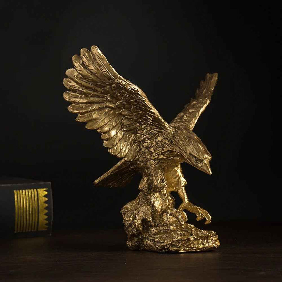 Estatueta Decorativa Águia Dourada