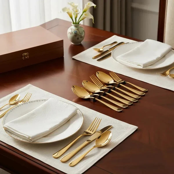 Faqueiro Inox 24 Peças com Maleta e Detalhe Premium