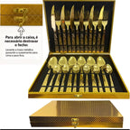 Faqueiro Inox 24 Peças com Maleta e Detalhe Premium