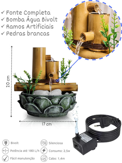 Fonte de Água Decoração Bambu Lotus