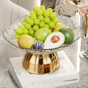 Fruteira de Mesa Forma de Pétala em Plástico Dourada