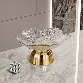 Fruteira de Mesa Forma de Pétala em Plástico Dourada