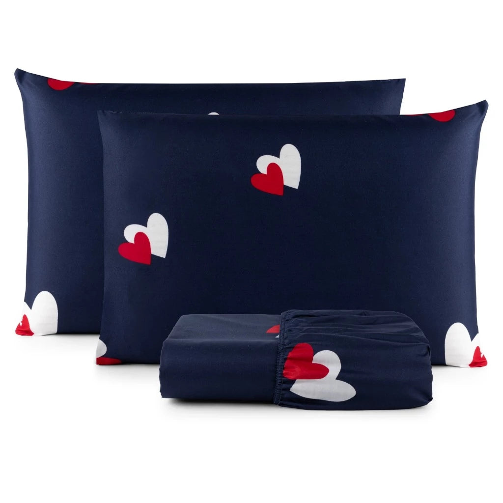 Jogo De Lençol Casal 3 Peças 200 Fios com Elástico Padrão Cama Box - Casa Stony