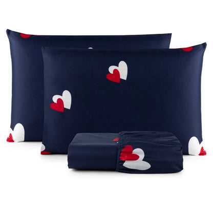 Jogo De Lençol Casal 3 Peças 200 Fios com Elástico Padrão Cama Box - Casa Stony
