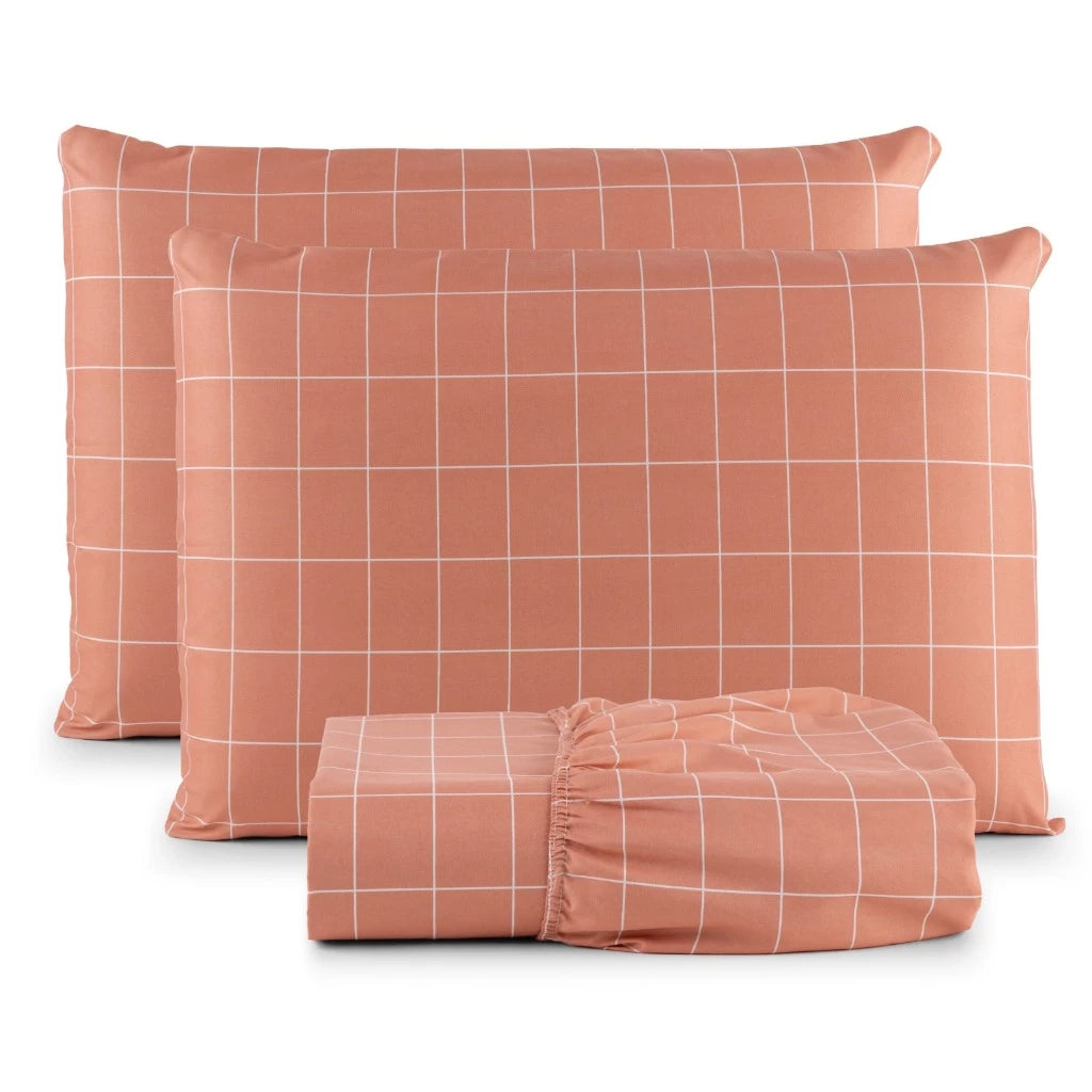 Jogo De Lençol Casal 3 Peças 200 Fios com Elástico Padrão Cama Box - Casa Stony