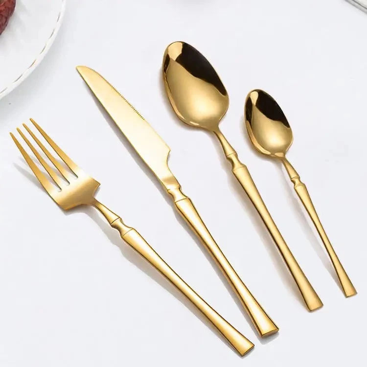 Jogo de Talher Dourado em Aço Inox -30 Peças - Casa Stony
