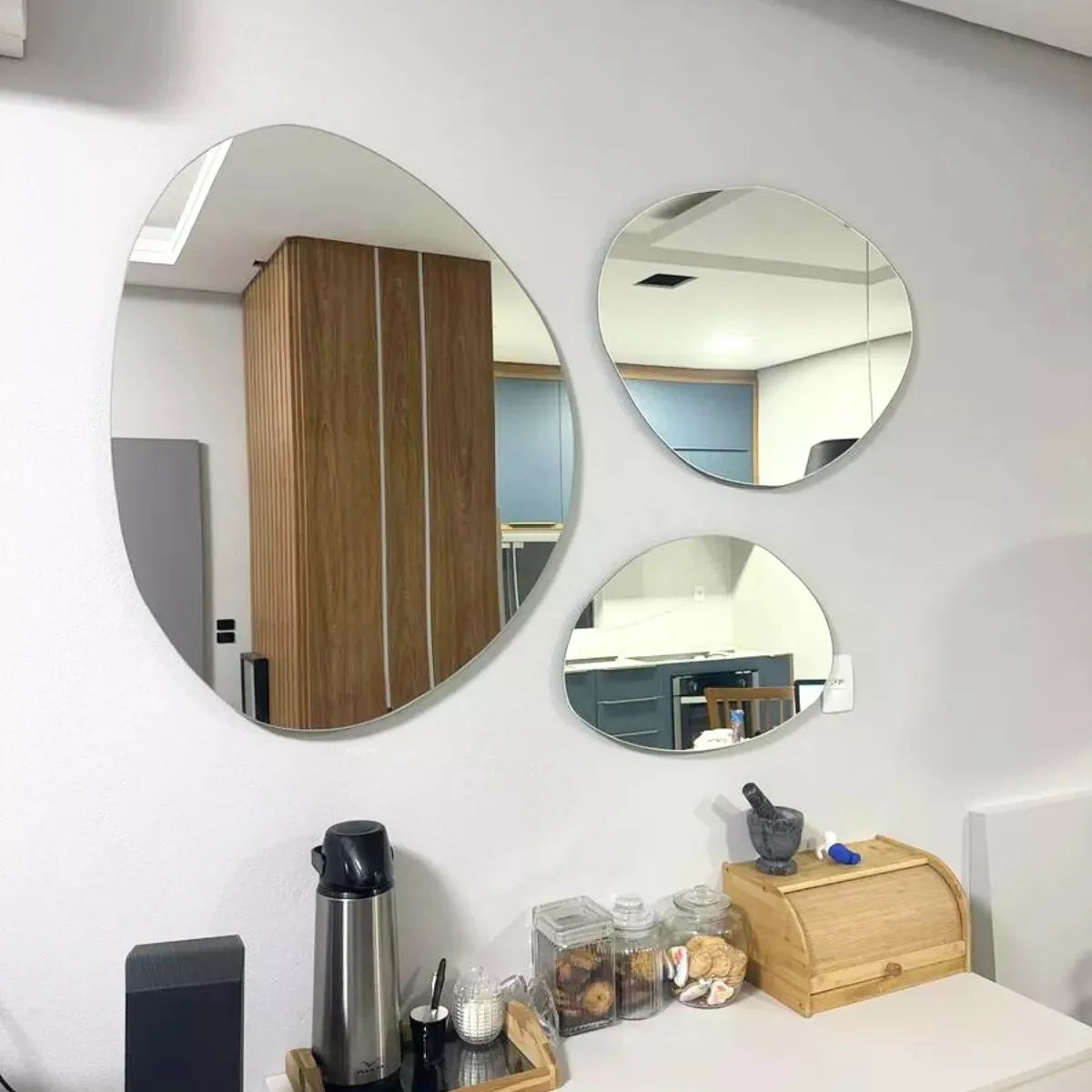 Kit Espelho Orgânico Sala de Jantar 3 Peças - Casa Stony