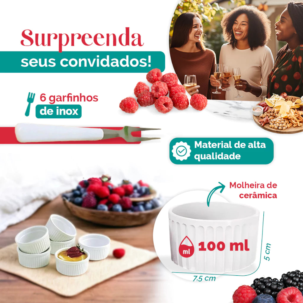 Kit Petisqueira Redonda Para Frios Queijo Com Molheira - Casa Stony