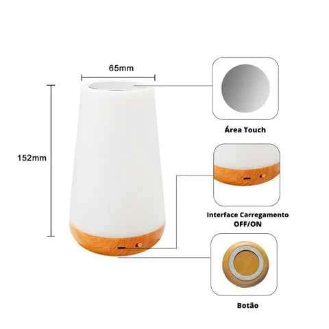 Luminária de Mesa em LED Portátil Recarregável