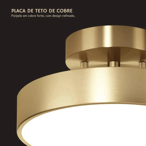 Luminária de Teto Led Plafon Ajustável Dourada - Casa Stony