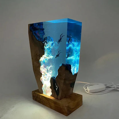 Luminária de Mesa em Resina Led Fundo Oceano
