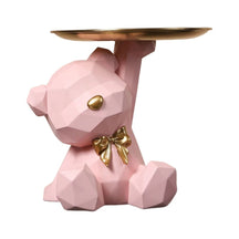 Estatueta de Resina Ursinho com Bandeja