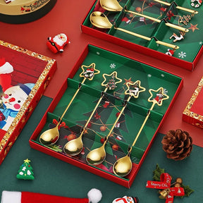 Jogo de Colheres para Sobremesa Decoração de Natal