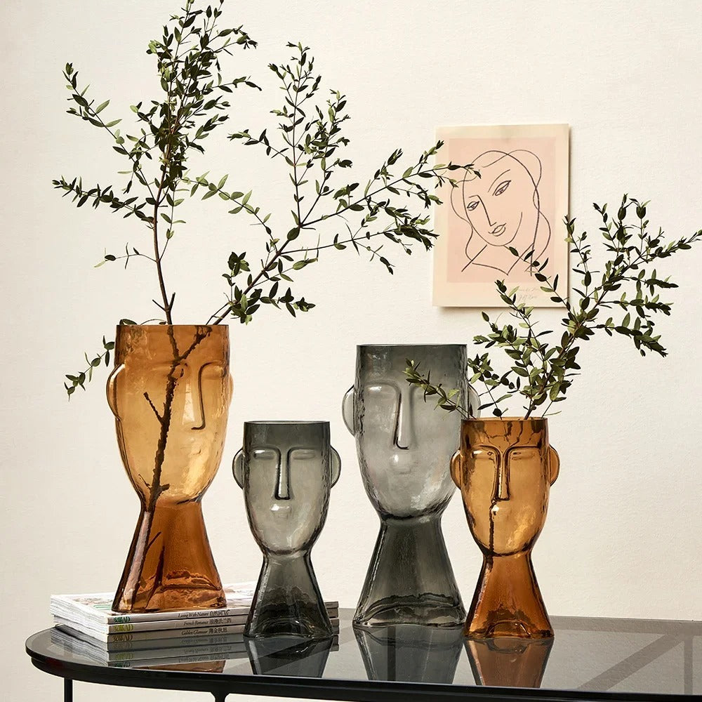 Terrário Transparente Vaso de Vidro para Decoração Face Abstrata - Casa Stony