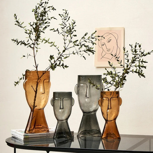 Terrário Transparente Vaso de Vidro para Decoração Face Abstrata - Casa Stony