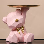 Estatueta de Resina Ursinho com Bandeja - Casa Stony