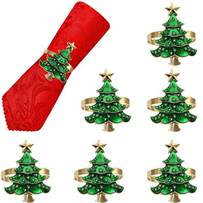 Conjunto 6 Anéis para Guardanapo Árvore de Natal