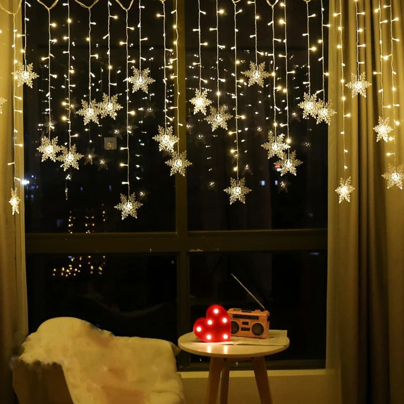 Varal de Luzes em Led Flocos de Neve
