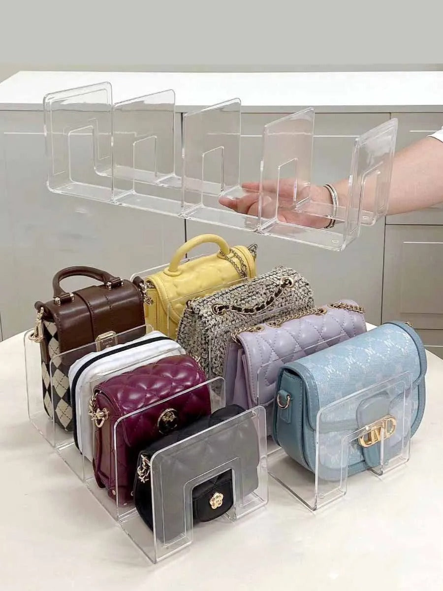 Organizador de Bolsas em Acrílico Com Divisórias - Casa Stony