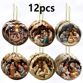 Enfeite Árvore de Natal Presépio 12 unidades