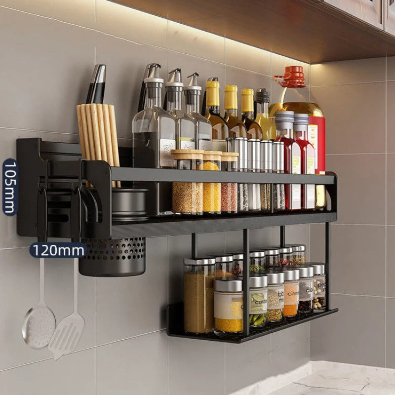 Prateleira Para Cozinha Em Aço Inox Multifuncional com Plataforma Porta Temperos