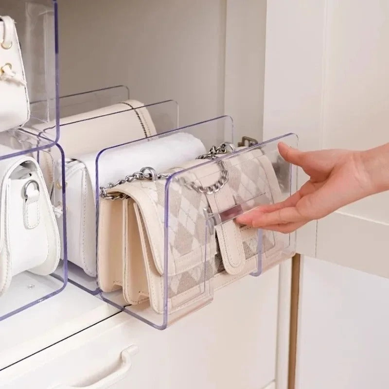 Organizador de Bolsas em Acrílico Com Divisórias - Casa Stony