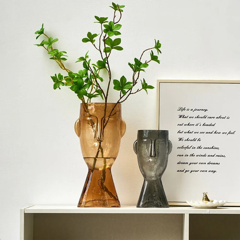 Terrário Transparente Vaso de Vidro para Decoração Face Abstrata - Casa Stony
