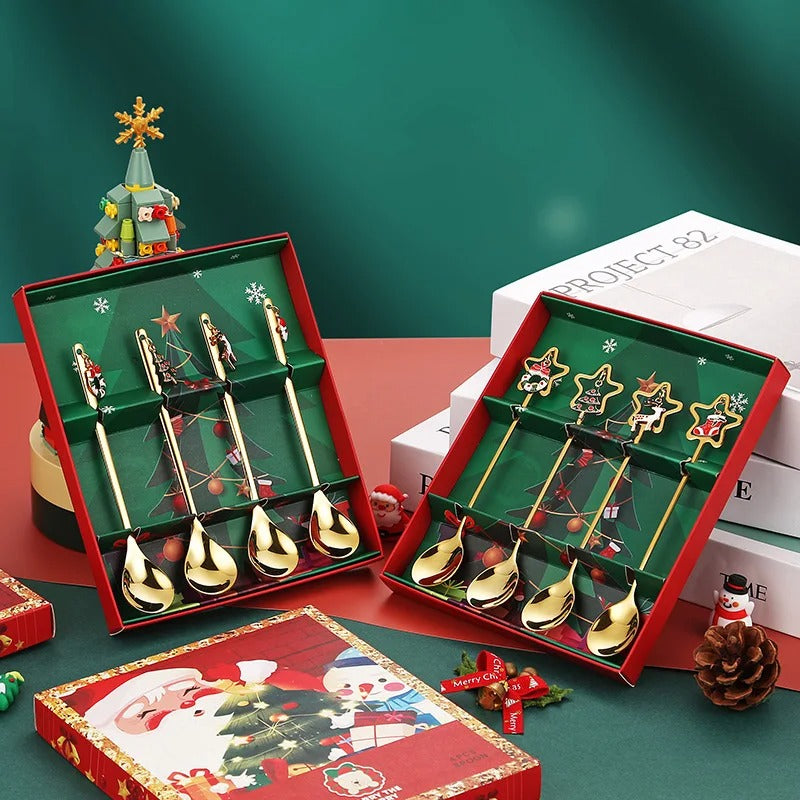 Jogo de Colheres para Sobremesa Decoração de Natal