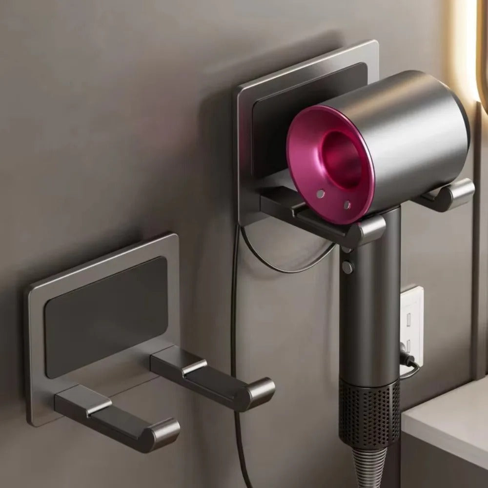Suporte de Parede Cinza para Secador de Cabelo