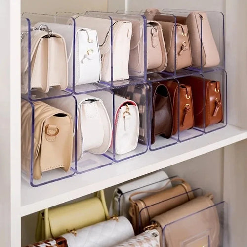 Organizador de Bolsas em Acrílico Com Divisórias - Casa Stony