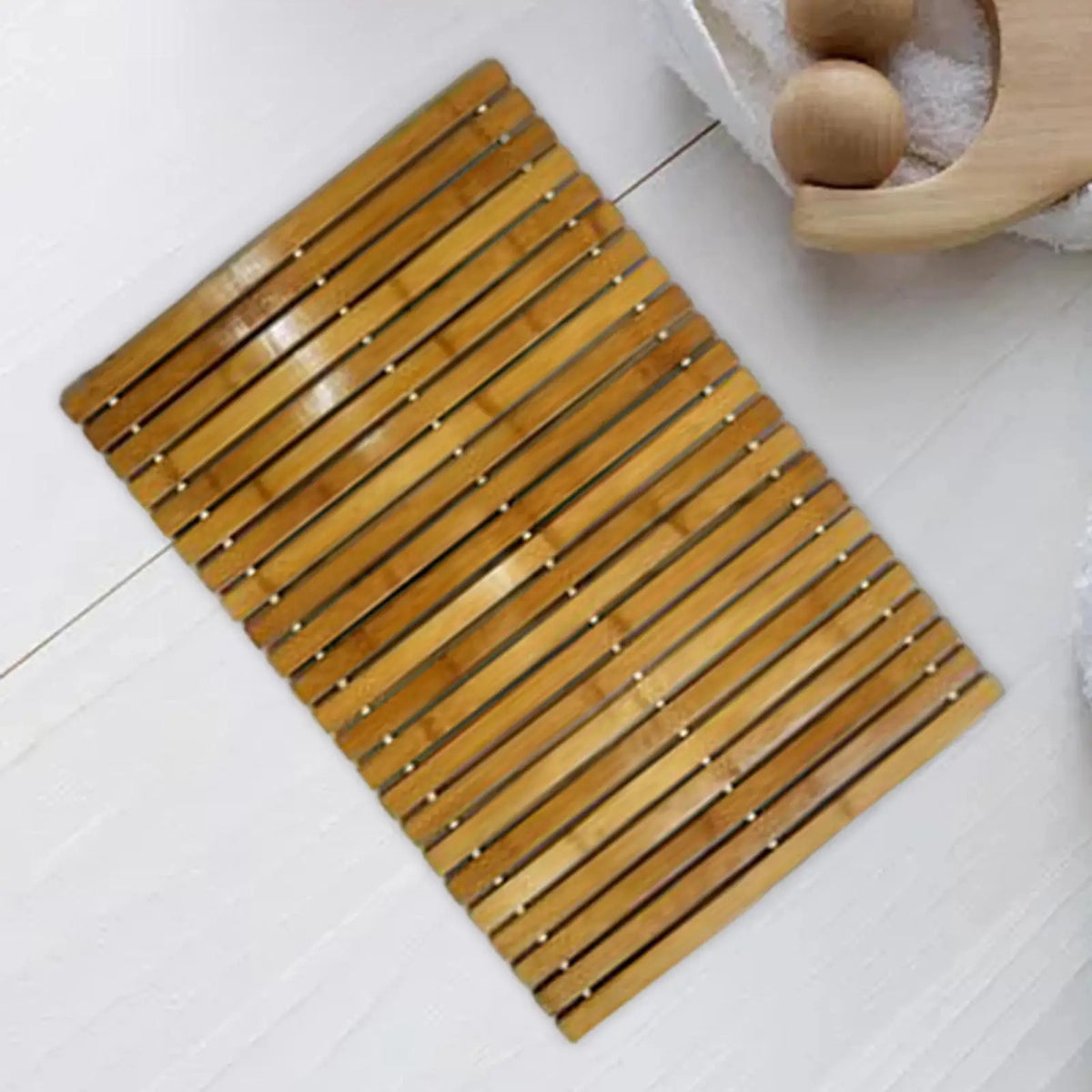 Tapete para Banheiro em Bambu Impermeável e Antiderrapante