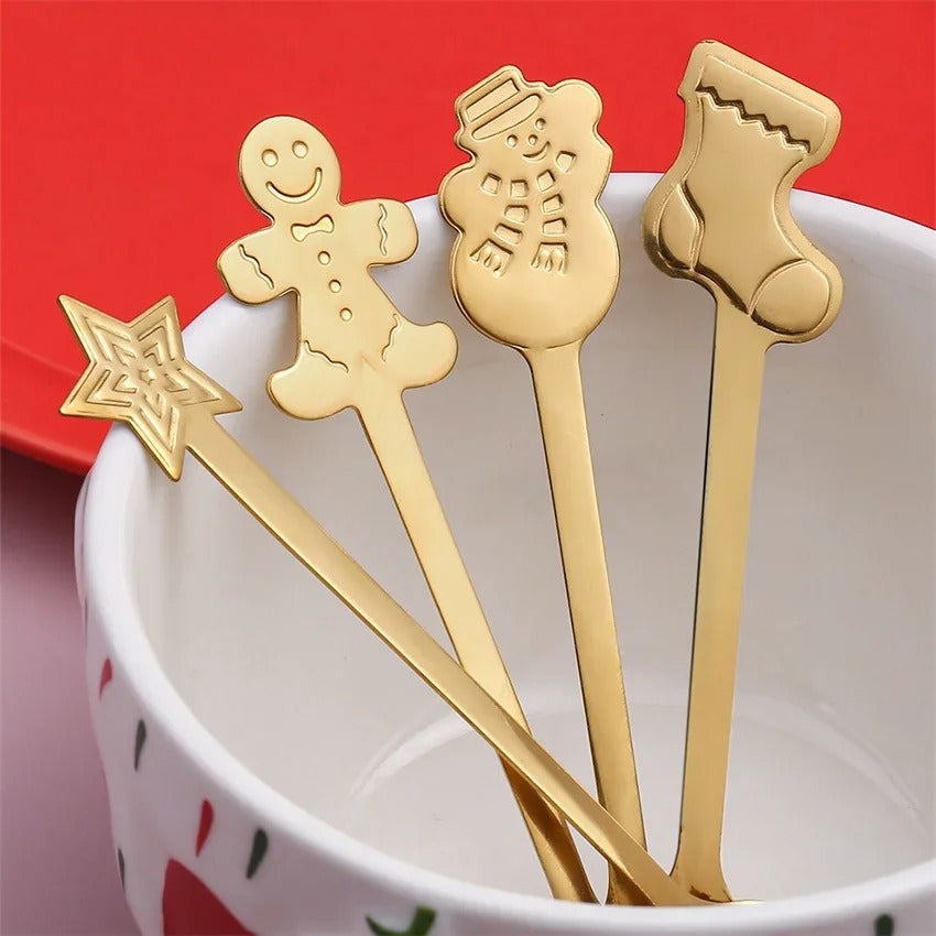 Conjunto Colheres Decorativas de Natal - Gold - Casa Stony