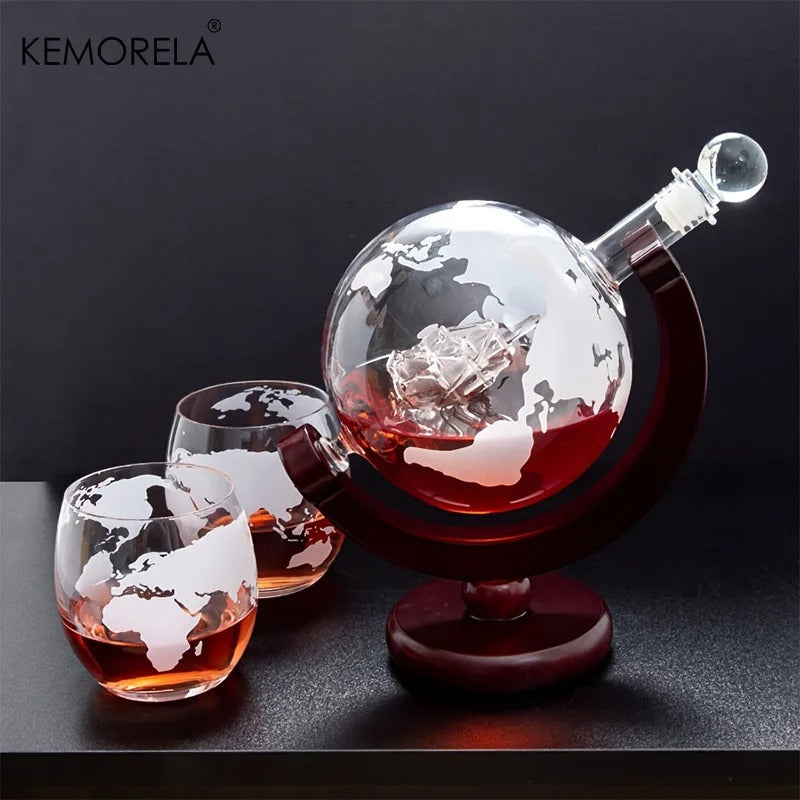 Decanter de Bebidas em Forma de Globo de Vidro Borosilicato