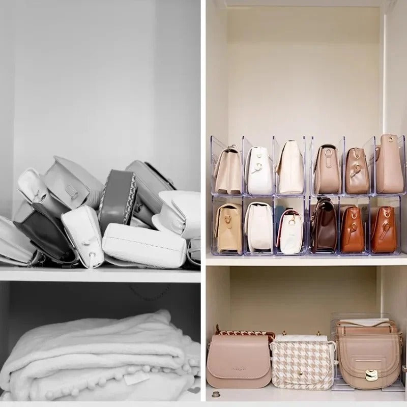 Organizador de Bolsas em Acrílico Com Divisórias - Casa Stony