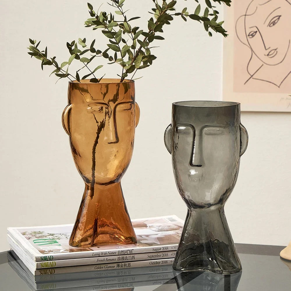 Terrário Transparente Vaso de Vidro para Decoração Face Abstrata - Casa Stony