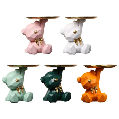 Estatueta de Resina Ursinho com Bandeja - Casa Stony