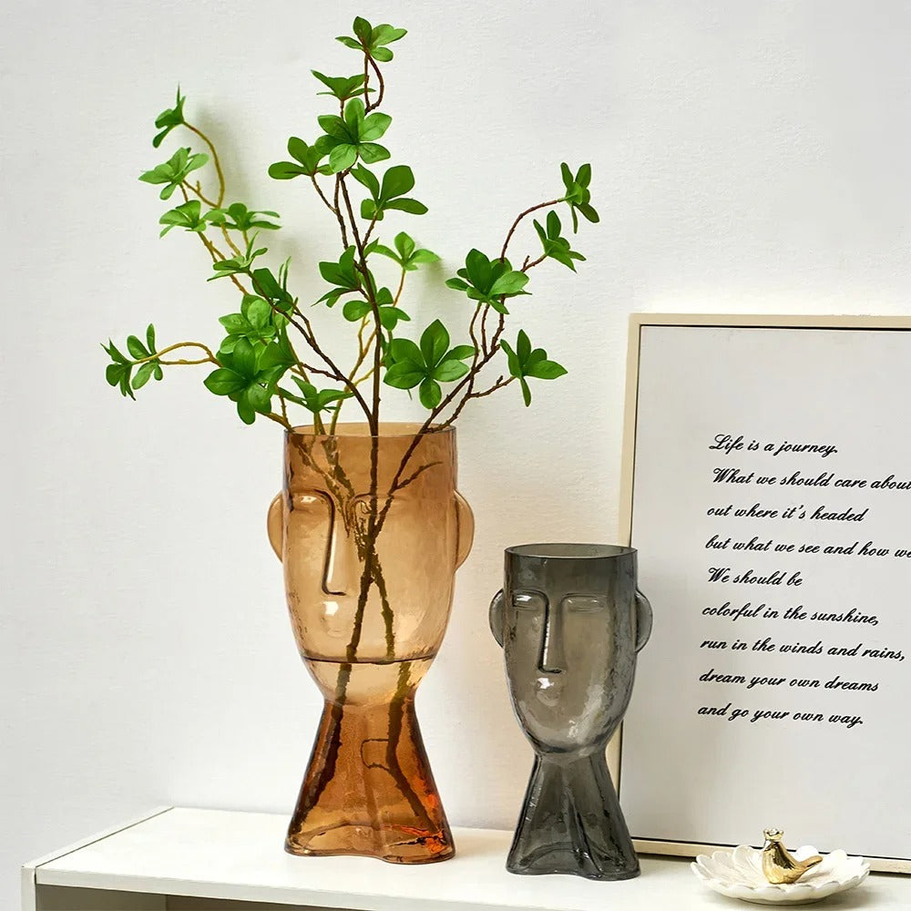 Terrário Transparente Vaso de Vidro para Decoração Face Abstrata - Casa Stony