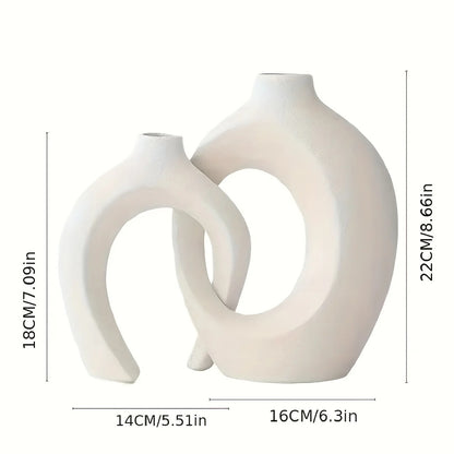 Par de Vasos de Flores Boho em Cerâmica - Casa Stony