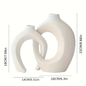 Par de Vasos de Flores Boho em Cerâmica