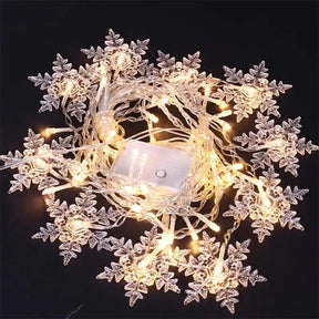 Varal de Luzes em Led Flocos de Neve