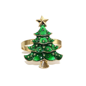 Conjunto 6 Anéis para Guardanapo Árvore de Natal