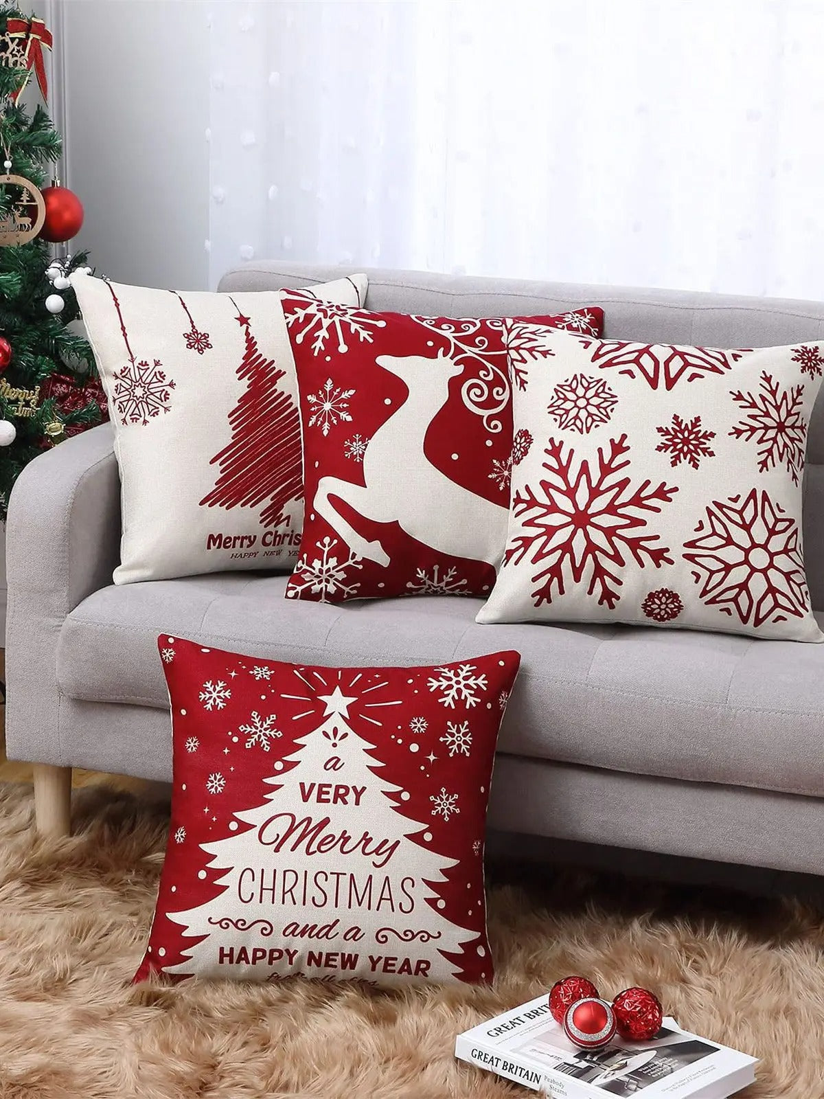 Kit 4 Capas Almofadas de Natal