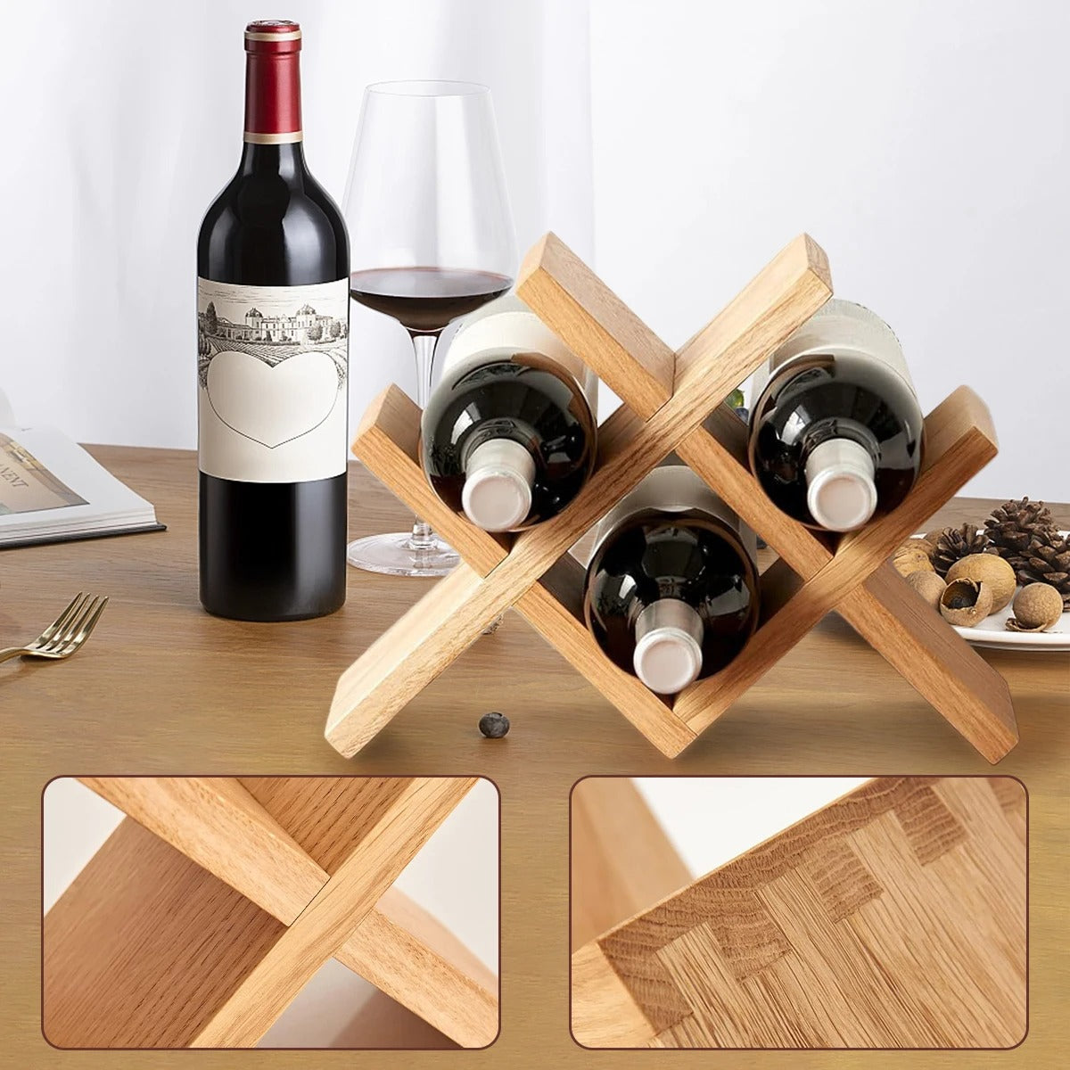 Suporte para Vinho em Madeira 4 Garrafas